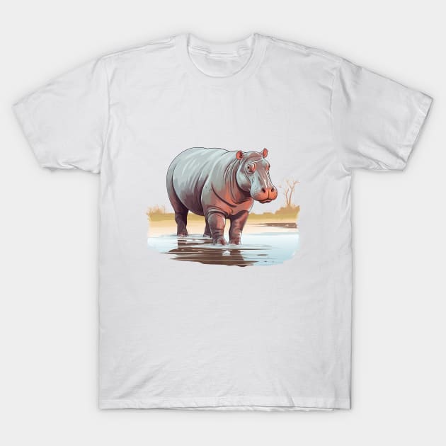 River Hippopotamus T-Shirt by zooleisurelife